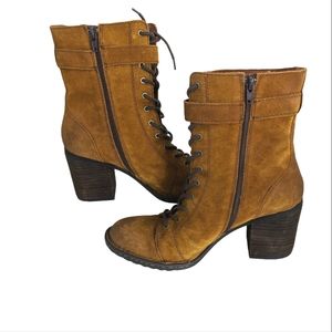 Born Rust Brown  Distressed Suede Cass Block Heel Boots...Size 9M